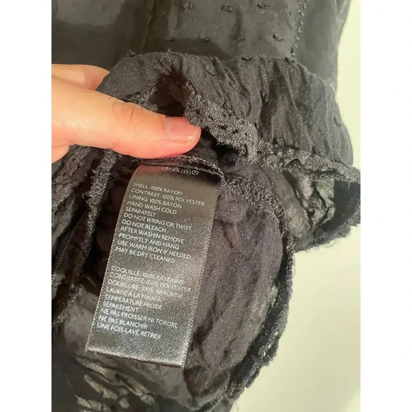 Urban Outfitters Black Cropped Swiss Dot Top with Embroidered Sleeves - Picture 11 of 11